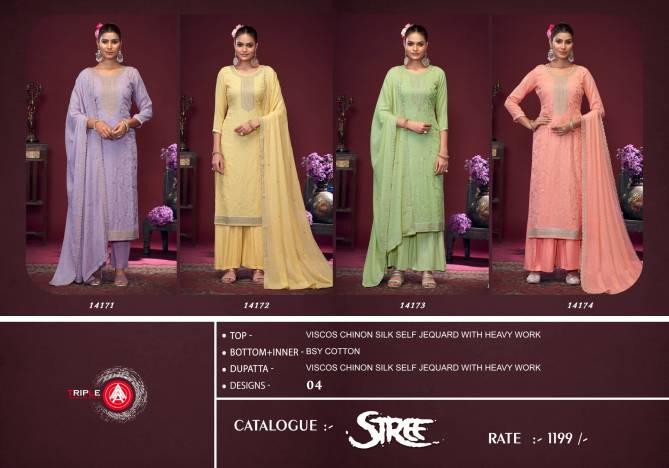 Stree By Triple Aaa Viscose Chinon Silk Jacquard Dress Material Wholesale Price In Surat